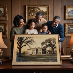 A Family Looking On With Pride At Their Ancestorial Home